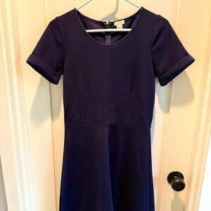 J. Crew A-Line Navy Midi Dress, Size 2, Great Condition